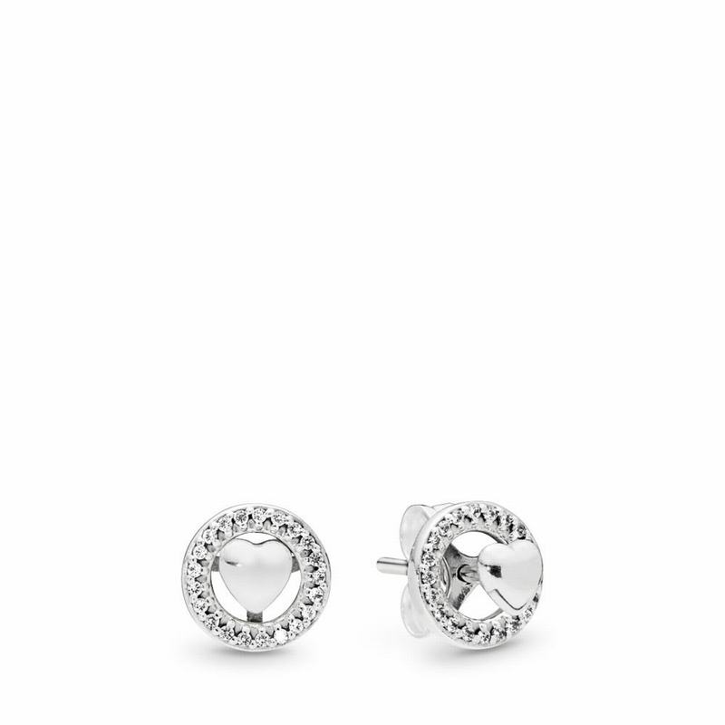 Pandora Forever Hearts Stud Earrings - Sterling Silver/Cubic Zirconia - Canada | XZ9072RE